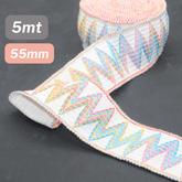 5 Meters Waistband Elastic White/ Multicolour 55mm - ACCESSOIRES LEDUC BV
